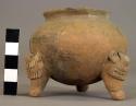 Small wide-mouthed tripod pottery jar - Armadillo Ware