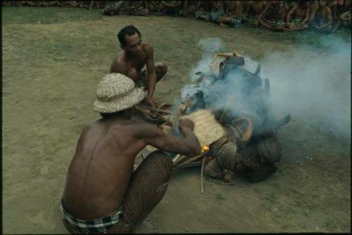 Preparing fire for Sangyang Djaran dance