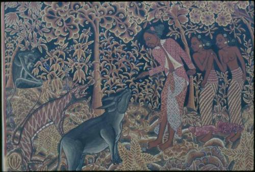 Detail of "Priest Basubaya and Bull Naadaka" by Ida Bagus Kembeng
