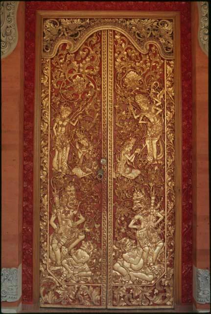 Carved, gilded door