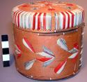 Birch bark box ornamented with porcupine quills