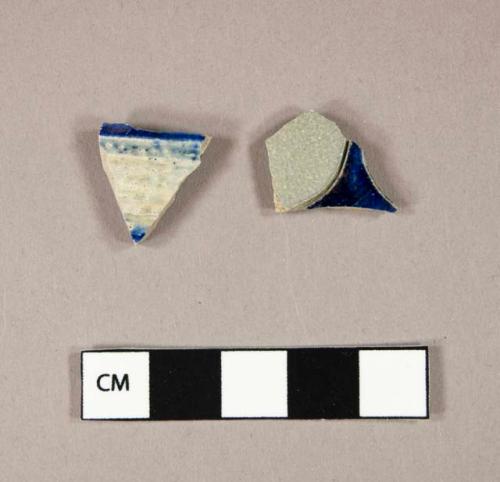 Ceramic, stoneware, Rhenish grey-bodied, cobalt blue incised decoration, body sherds