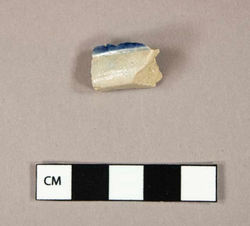 Ceramic, stoneware, Rhenish-type, North American grey-bodied, cobalt decoration, base sherd