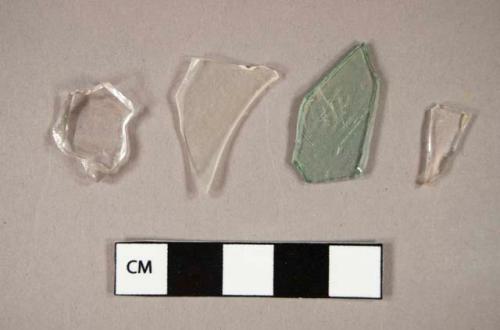 Glass, curved, aqua (1), clear (3), fragments