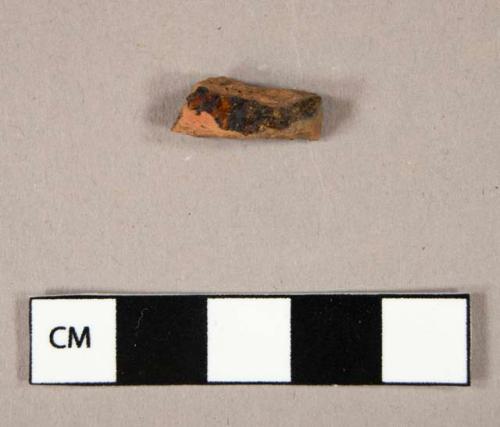 Ceramic, earthenware, redware, lead-glaze, manganese mottled, body sherd