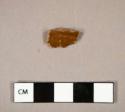 Ceramic, earthenware, redware, brown lead glazed, body sherd