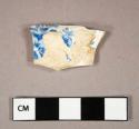 Ceramic, whiteware, blue transfer print, rim sherd