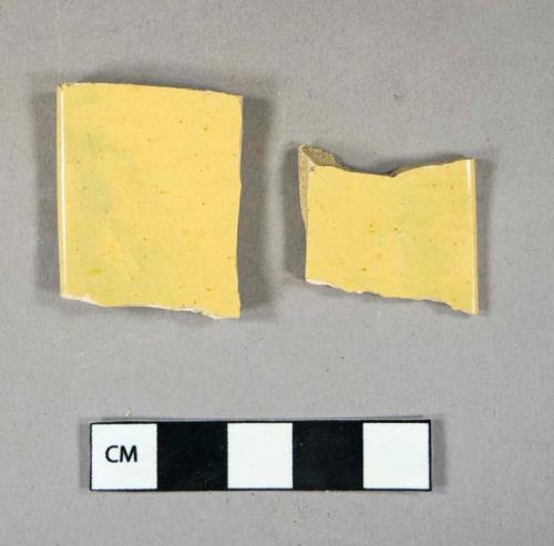 Ceramic, refined earthenware, yelloware rim sherds, sherds mend