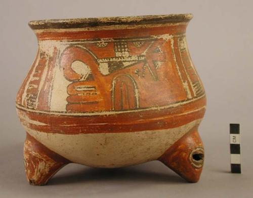 Papagayo Polychrome pottery tripod jar