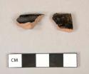 Ceramic, earthenware, redware, Jackfield-type, rim and body sherds