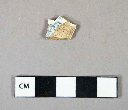 Ceramic, refined earthenware, blue transfer print whiteware body sherd