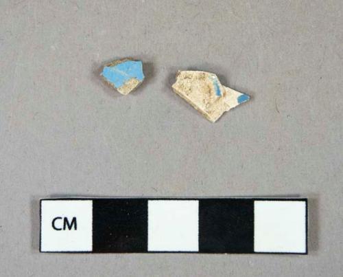 Ceramic, refined earthenware, blue painted whiteware body sherds