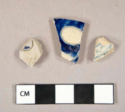 Ceramic, stoneware, gray bodied Rhenish, cobalt decorations, body sherds