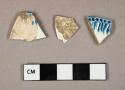 Ceramic, refined earthenware, blue shell edged pearlware body and rim sherds