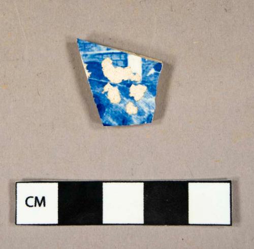 Ceramic, refined earthenware, blue transfer print whiteware body sherd