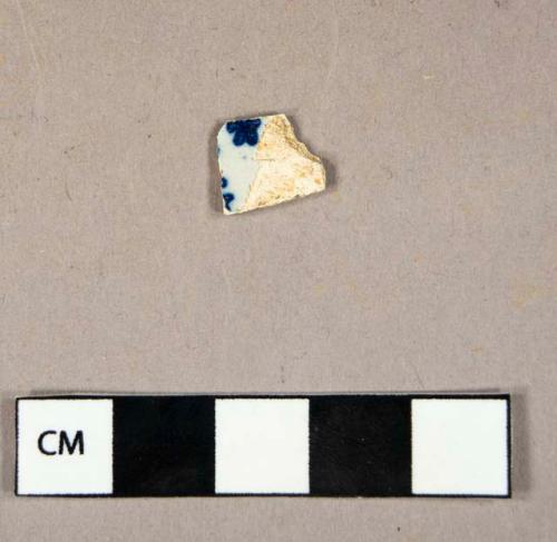 Ceramic, refined earthenware, blue painted pearlware body sherd