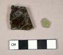 Glass, olive green flat fragments