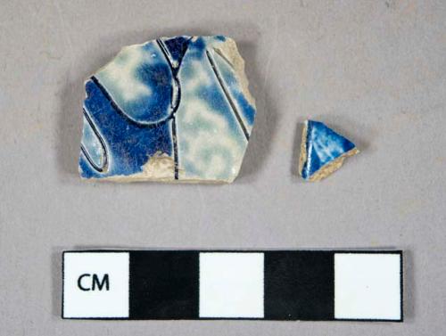 Ceramic, coarse and refined earthenware, westerwald stoneware and blue transfer print whiteware body and rim sherds