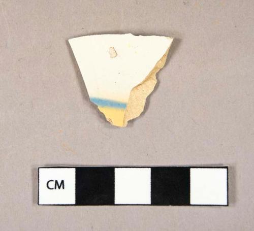 Ceramic, refined earthenware, annular slip decorated pearlware body sherd