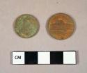 Metal, coins, nickel, copper and zinc, US five cent and one cent pieces