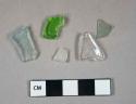 Glass, curved, green, aqua and clear fragments