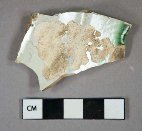 Ceramic, earthenware, pearlware, green shell edged, rim sherd