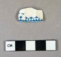 Ceramic, earthenware, whiteware, blue and white transfer print, rim sherd