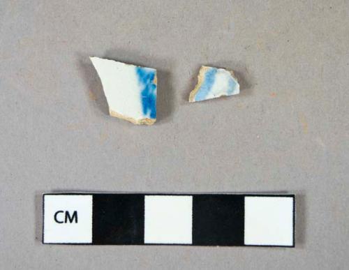 Ceramic, refined earthenware, blue transfer print pearlware body sherds