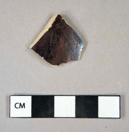 Ceramic, refined earthenware, rockingham body sherd