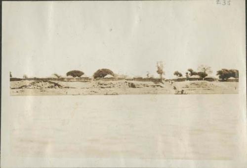 View of a village from across a river