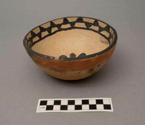 Bowl; floral and diamond design