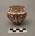 Polychrome-on-white olla:   floral and animal motif
