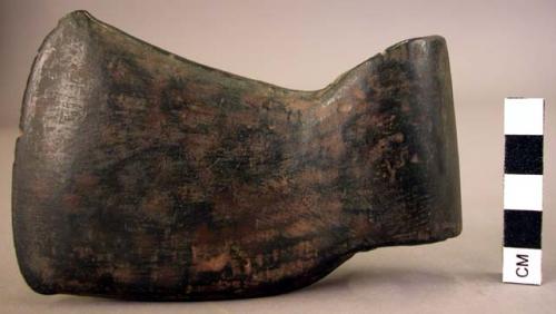 CAST of copper axe, flat flared blade, hole for haft