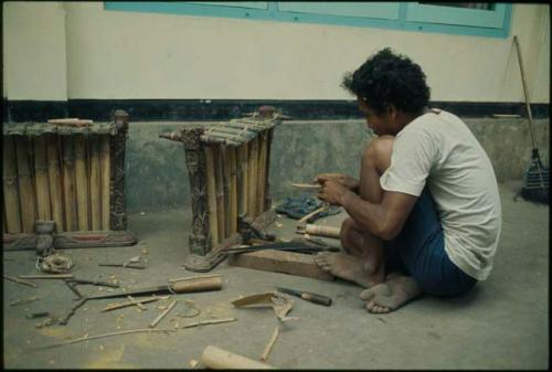 Stringing gamelan keys