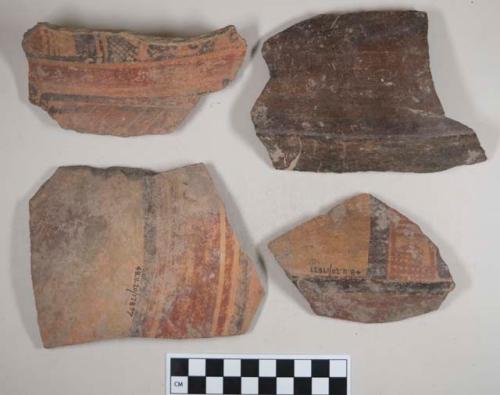 6 large shouldered jar body sherds - Ulua polychrome