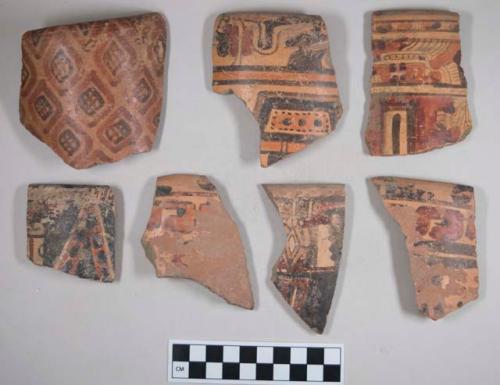 7 incurved rim vase rim sherds - Ulua polychrome