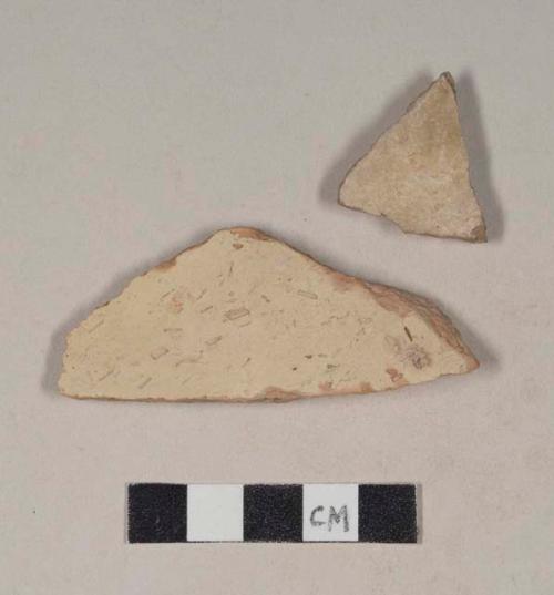 Coarse red bodied earthenware body sherds, with buff slip