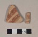 Red bodied earthenware body sherds, with red slipped stripes, wheel thrown