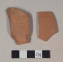 Red bodied earthenware body sherds, unslipped, wheel thrown