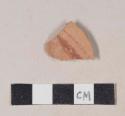 Red bodied earthenware body sherd, with red slipped stripes, wheel thrown