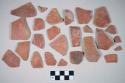 Red bodied earthenware body sherds, with red slip, wheel thrown