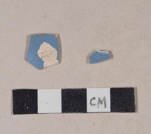 Blue slipped pearlware body sherds, likely factory decorated slipware