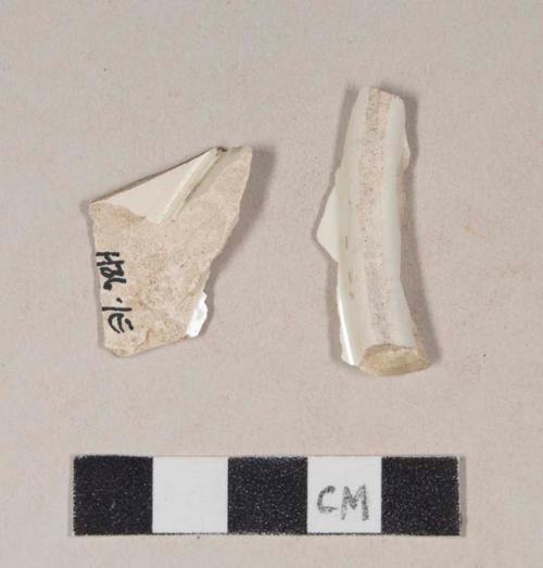 Undecorated creamware base sherds