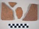 Redware roof tile fragments; two fragments crossmend
