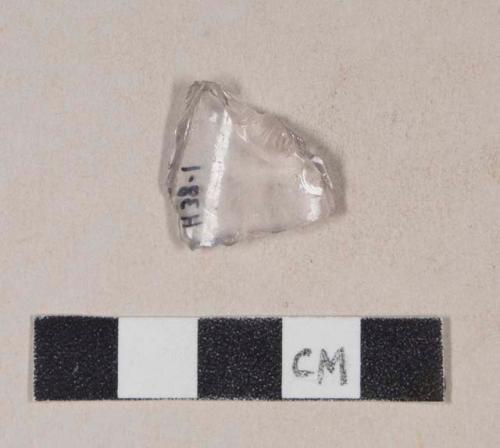 Manganese-tinted colorless bottle glass fragment