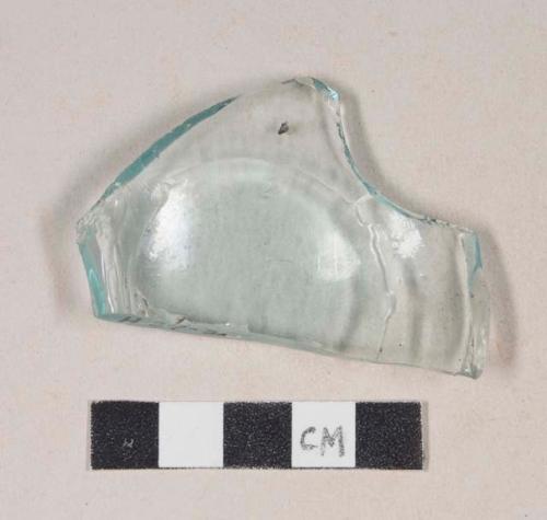 Aqua glass post mold bottle base fragment