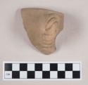 Rim sherd with handle incised to resemble rope - from pottery bowl