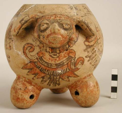 Papagayo Polychrome effigy tripod bowl