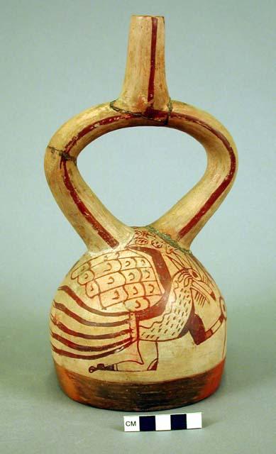 Ceramic bottle, stirrup spout - mended