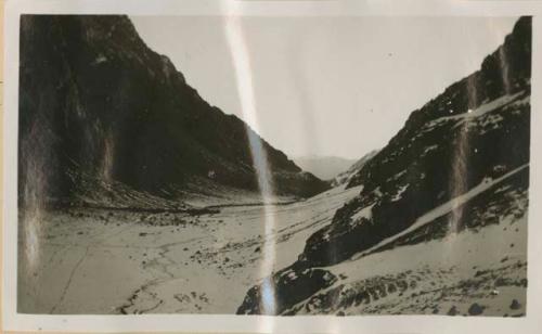 Snowy mountain valley